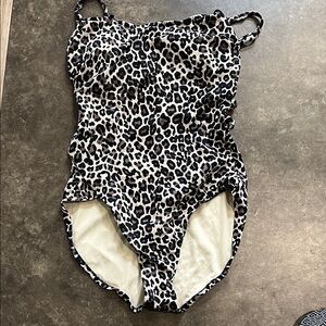 Aqua green leopard one piece swimsuit